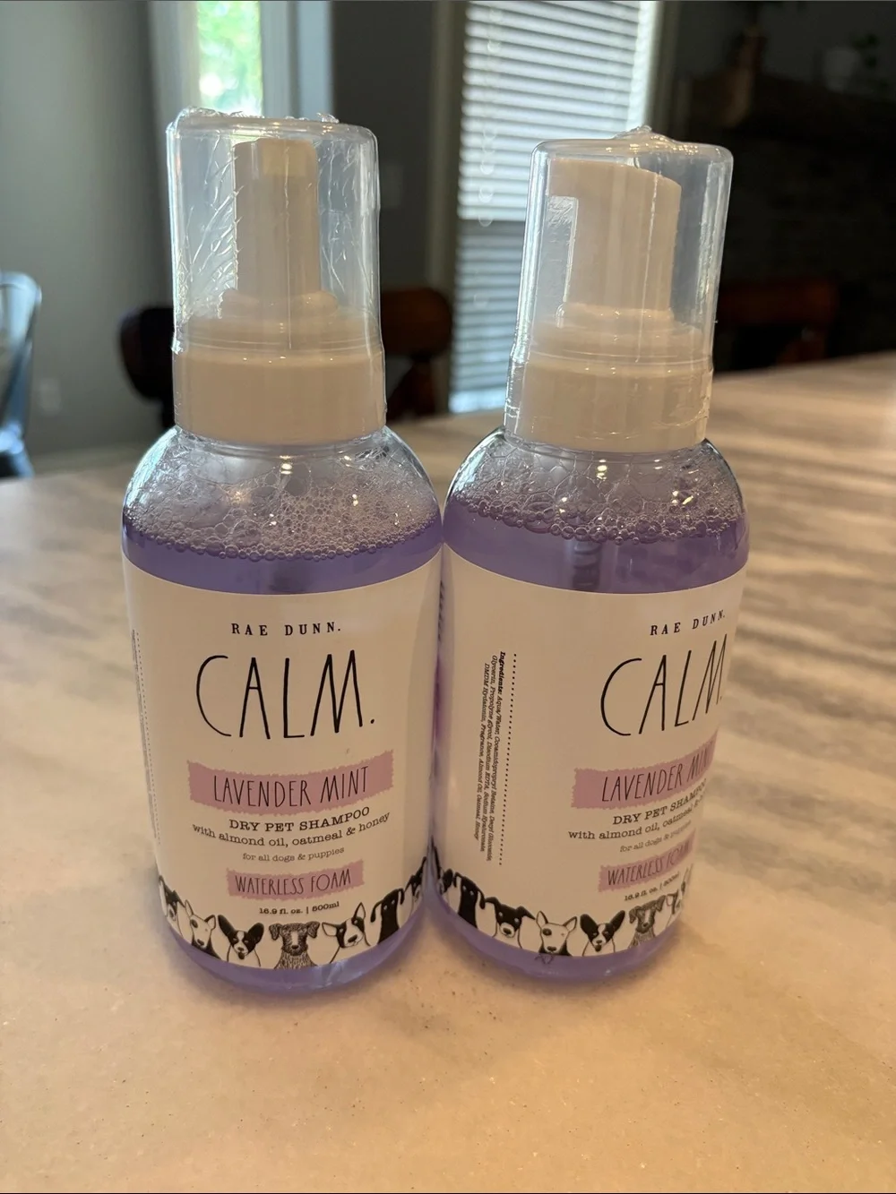 Rae Dunn CALM Lavender Mint Purple Pump Foam Pet Shampoo - Set of 2